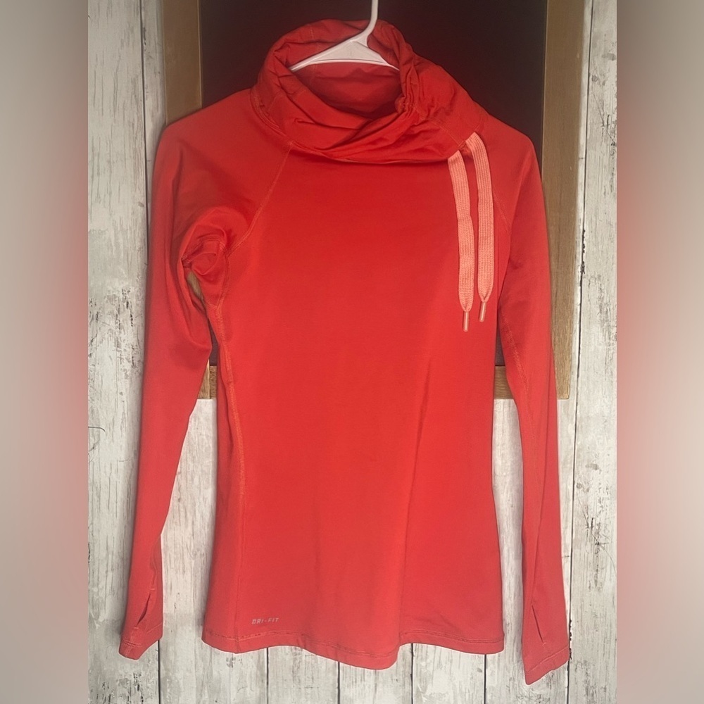 Nike Running Womens Pullover Size S Heather Orange Long Sleeve High Rise Collar
